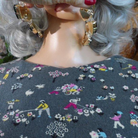 Moschino CheapandChic Gray Multi Printed Wool Blend Sheath Dress Size S - Picture 7 of 16